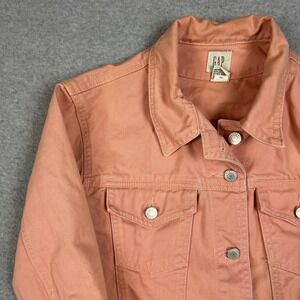 90s Gap Womens Peach Pink Denim Trucker Jacket Size M 100% Cotton 148832-43-1